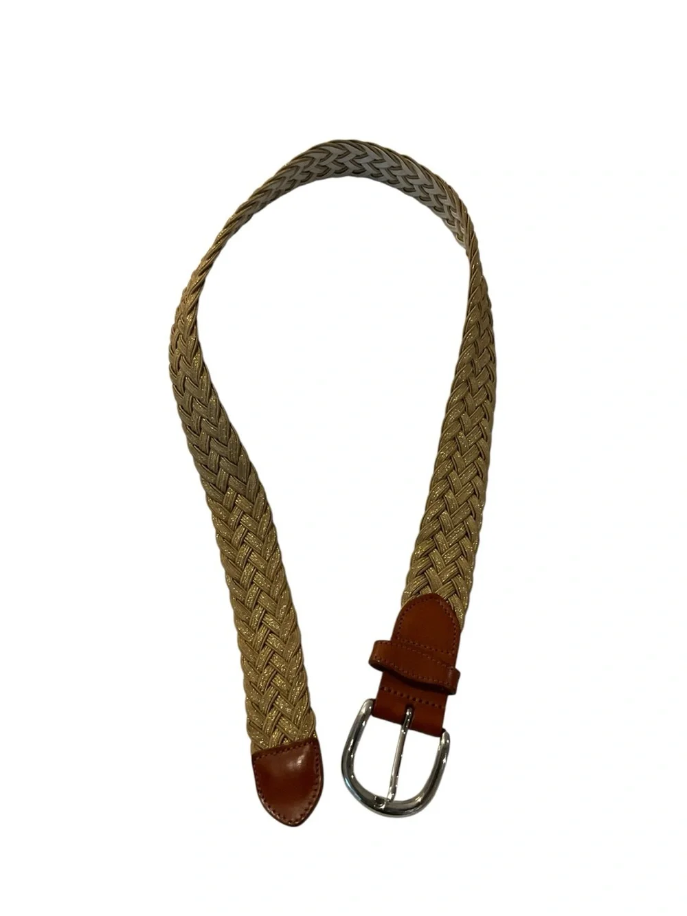 A.P.C. Braided Beige Belt with Brown Leather Trim